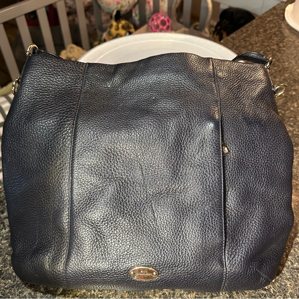 Navy blue leather COACH bag